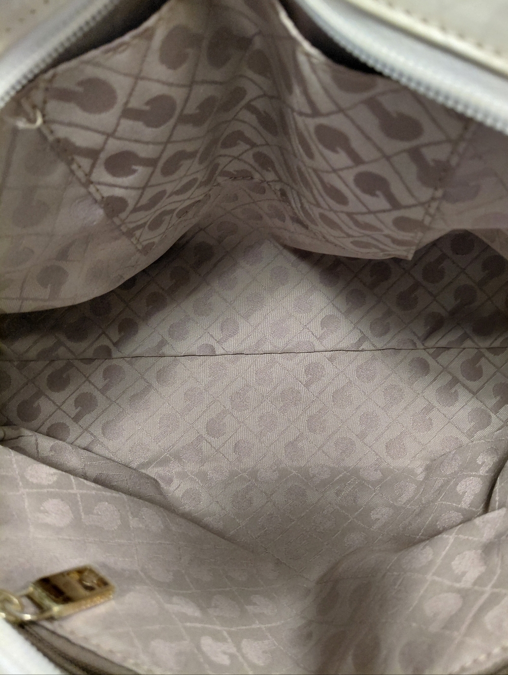 Gherardini Satchel Bag featuring a "G" Monogram Pattern White & Brown - Picture 9 of 12